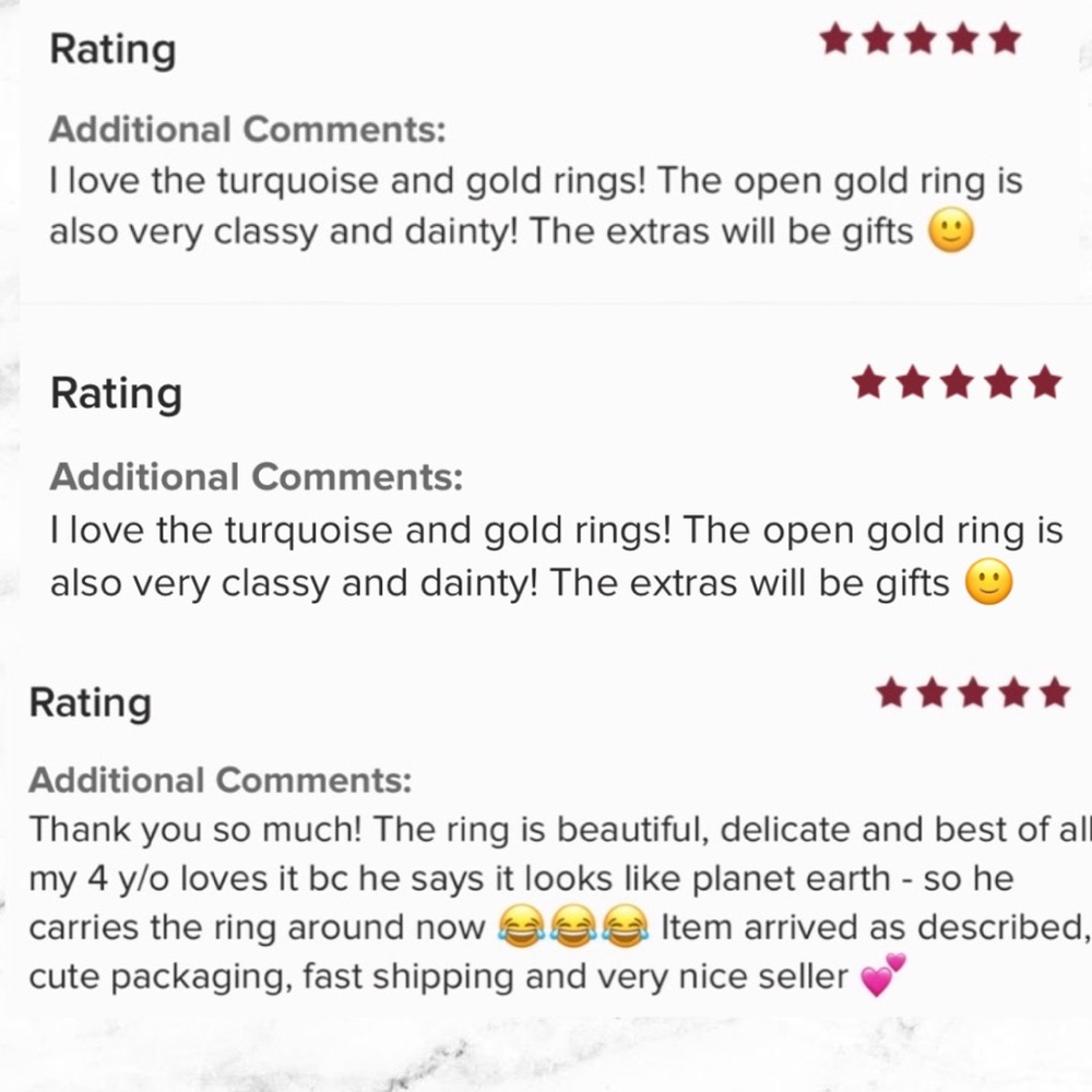 Vintage Gold Double Band Turquoise Ring - Picture 5 of 9